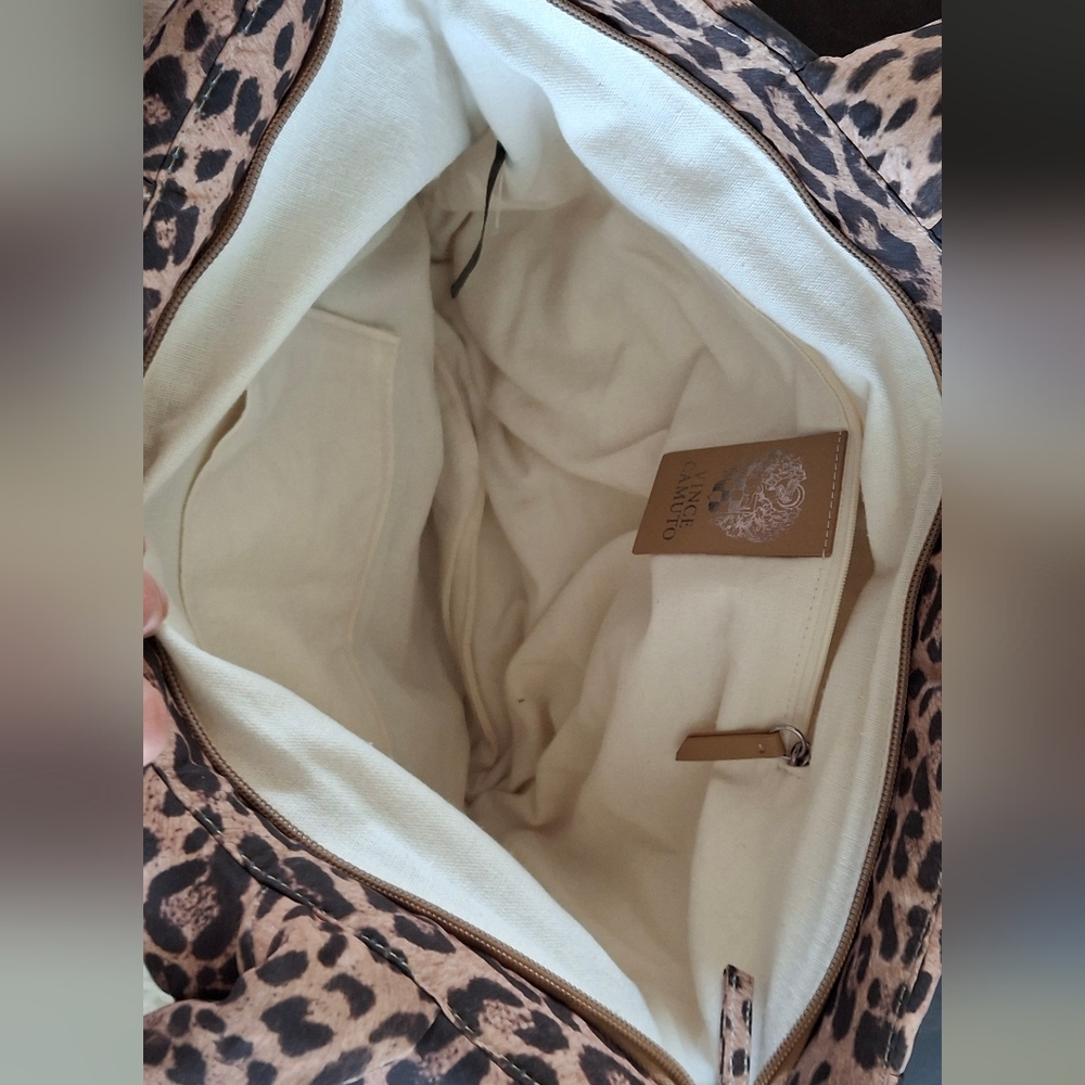 Vince Camuto brown Vtg Leopard Puff Cheetah Tote Handbag Shoulder Bag  Hobo bag - Picture 11 of 11